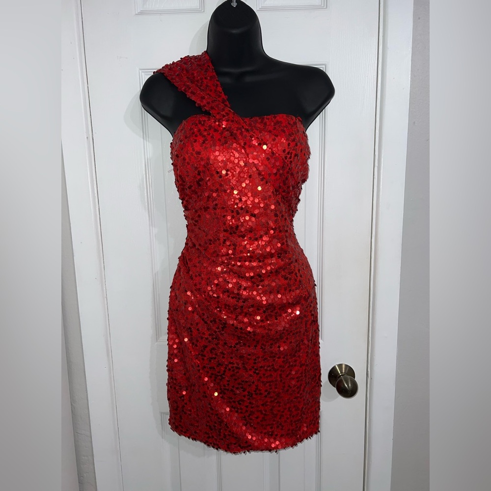 Roberta Bridal Red Sequin Mini Dress